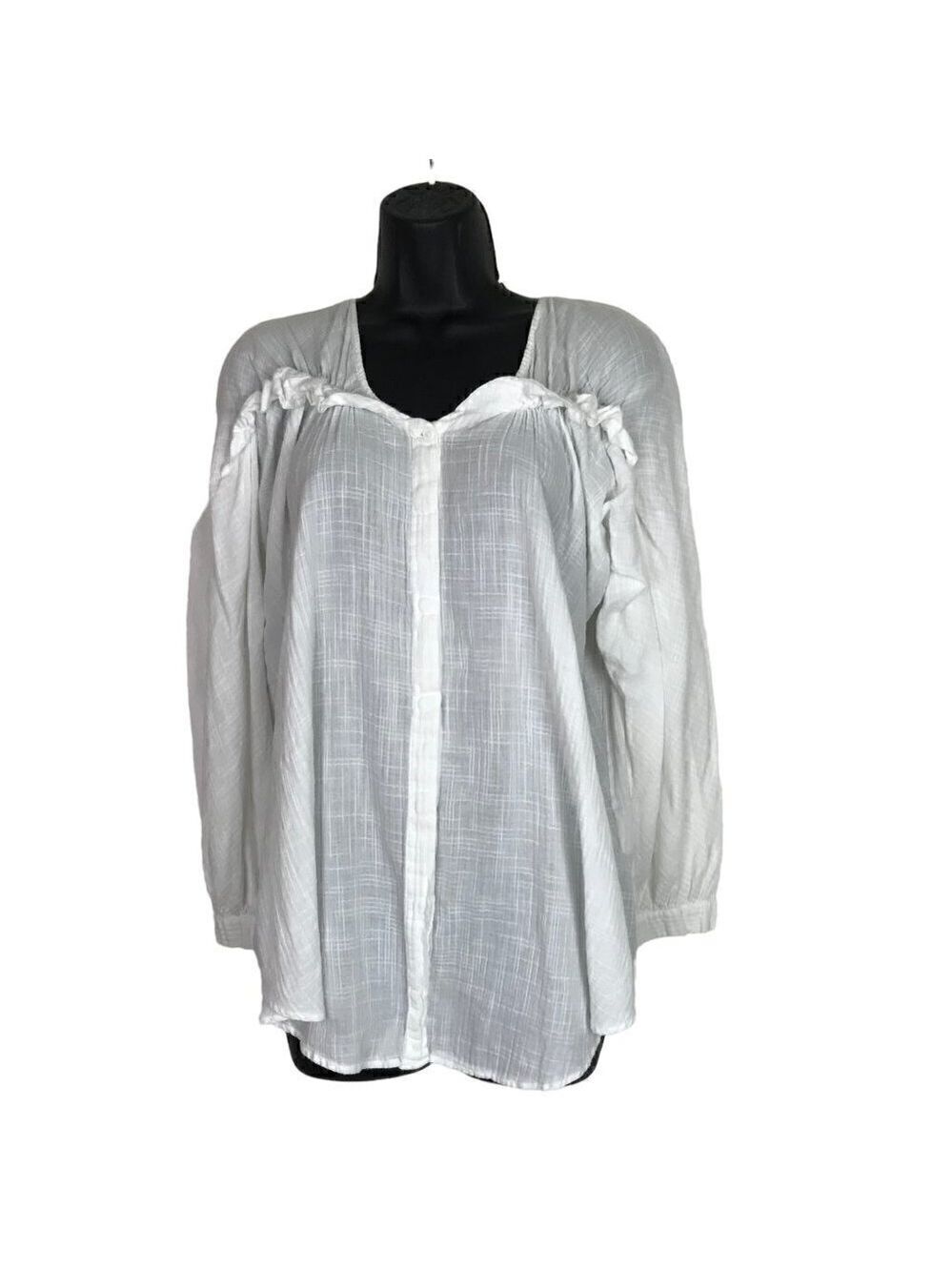 See By Chloe White 100% Cotton Button  Down Blouse Size M